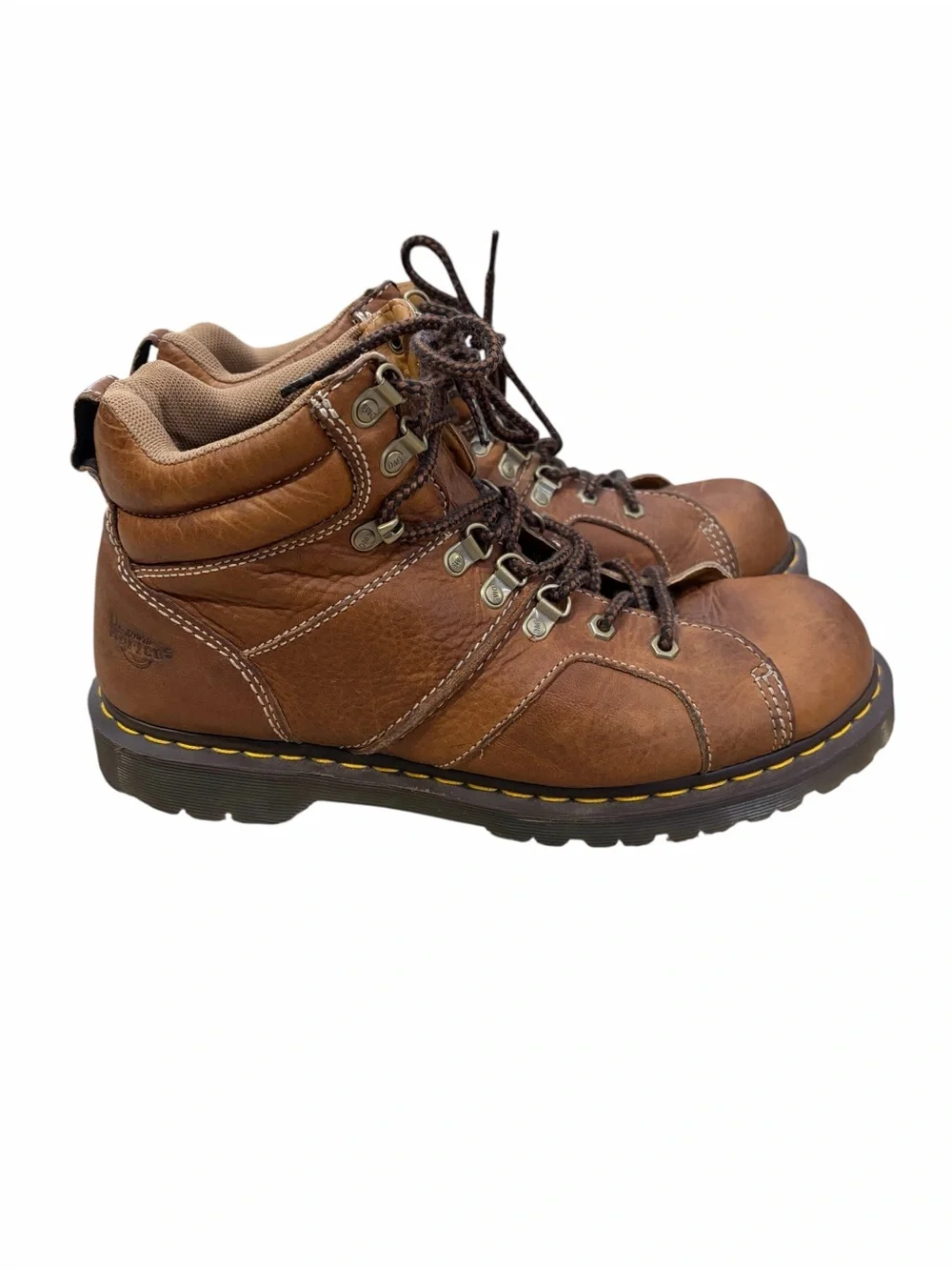 Dr Martens Fynn Chunky Lace Up Boots Mens 12 Brown Leather Ankle Boots